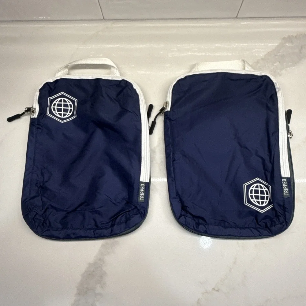 Tripped Travel Gear Packing Cubes – Set of 6 – Luggage Organizers – Blue/White